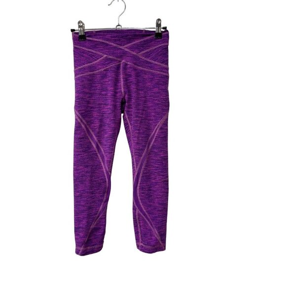 Lululemon Free Flow Crop Diamond Jacquard Space Dye Tender Violet Raspberry Sz 4 - Picture 2 of 6